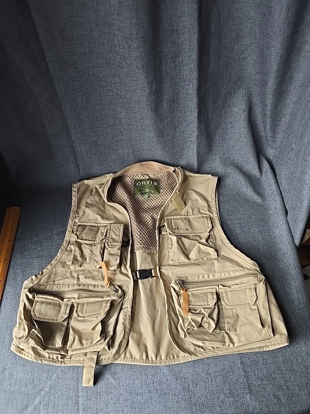 Orvis Multi Pocket Hunting Fishing Safari Vest Jacket - Men Size S Beige Summer