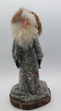 Vintage 15" Folk Art Father Chrismas / Santa Claus Figurine on Wood Base OOAK