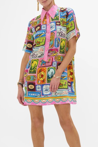 Camilla Salty Splendour Short Sleeve Mini Shirt Dress - Picture 3 of 6