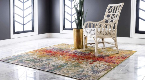 Unique Loom Outdoor Modern Collection Area Rug - Crumpled (6' 1" Square Multi... - Picture 2 of 9