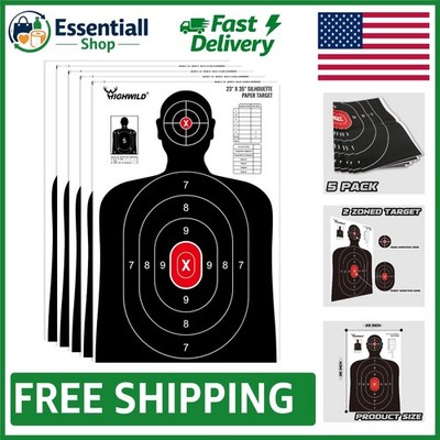 High-Quality 23x35'' Shooting Targets - 5 Pack with Enhanced Visibility & Style