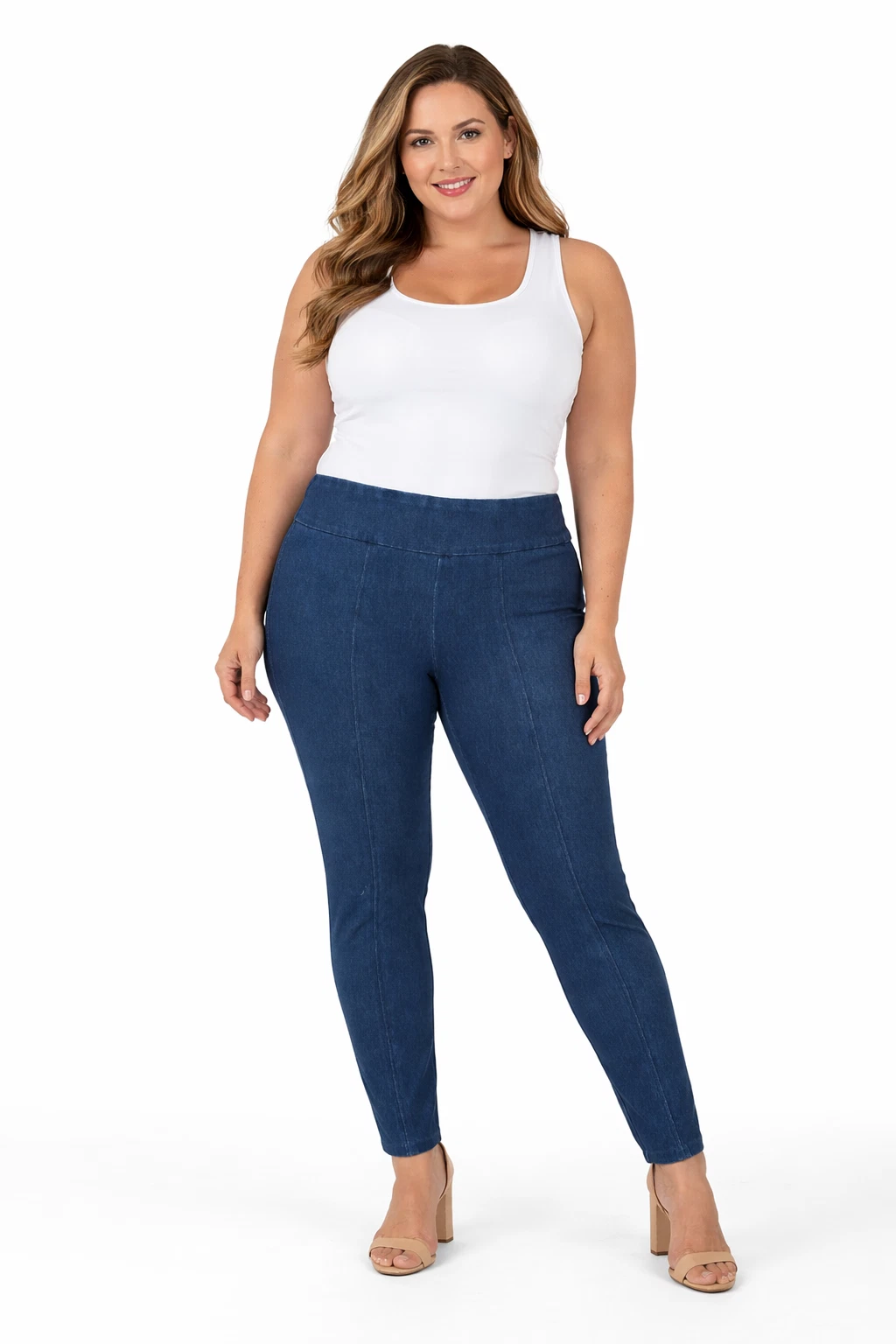 Zac & Rachel Womens plus size denim pull on stretch slim leg Pants