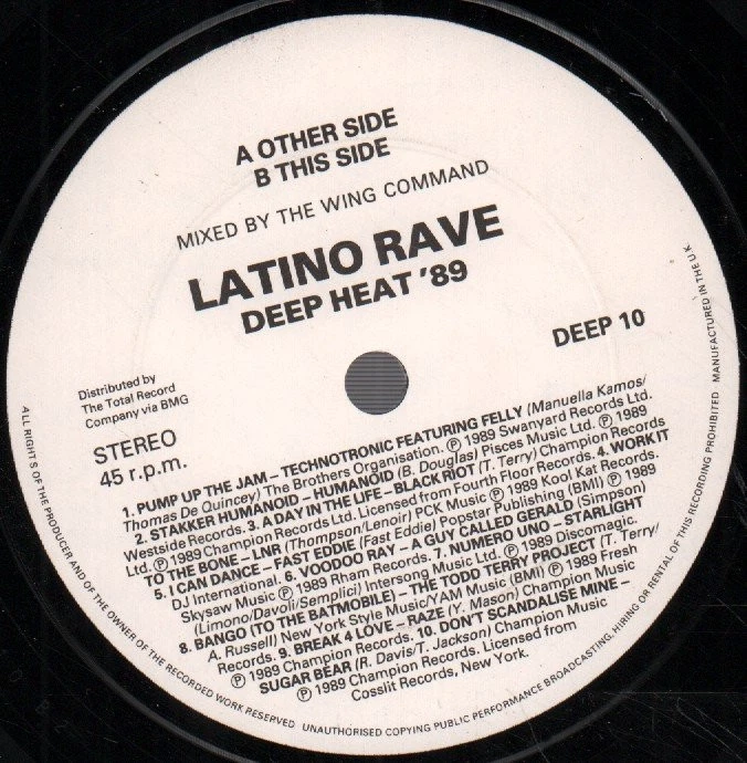 Latino Rave Latino Mix 7" vinyl UK Deep Heat 1989 Megamix DEEP10 - Image 2 of 2