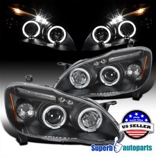 For 2003-2008 Toyota Corolla Black Led Halo Projector Headlights Lamp Leftright
