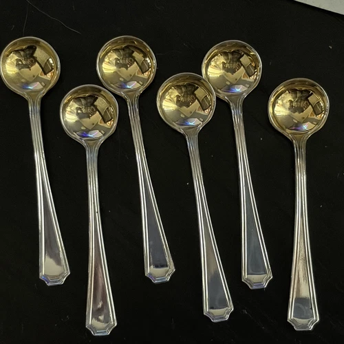 New Listing6 Gorham Sterling Salt Spoons Fairfax Pattern Gold Wash Bowl No Monogram 2 1/2"