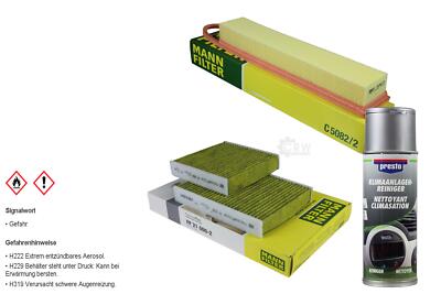 MANN-FILTER Paket + Presto Klima-Reiniger für Peugeot 207 CC WD_ SW WK_