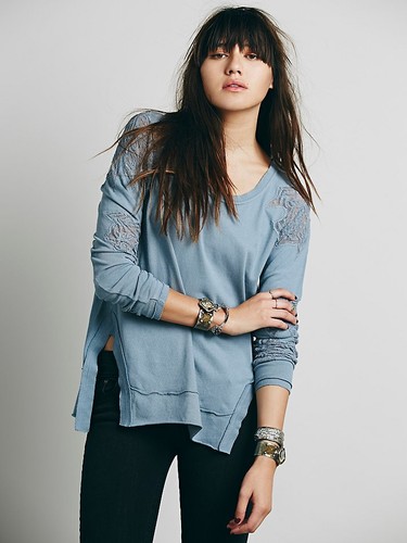 Nuevo Free People We the Free Exterior Sunset Top Pullover Encaje Inserto Abierto Espalda S - Imagen 2 de 3