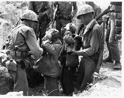 Marines Searching Korean Prisoners Of War 1951 OLD PHOTO | eBay