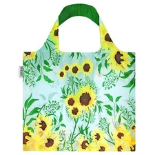 Large Reusable Shopping Tote Bag with Outer Pouch Sunflowers
