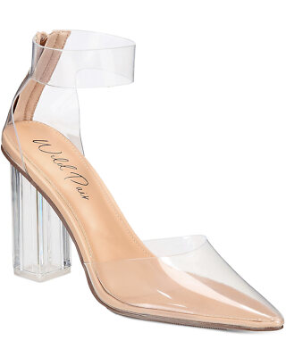 Wild Pair Womens Dellie Ankle-Strap Pumps M Clear Vinyl NIB