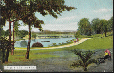 Rangun (Yangon), Burma - Dalhousie Park - Postkarte von DA Ahuja um 1910