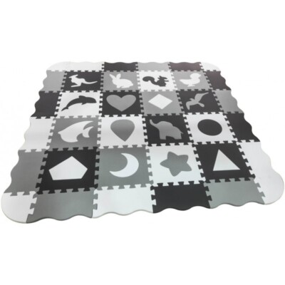 4iQ Puzzlematte Schaummatte - faltbar 16 Elemente 31x31x1,4 cm Schwarz Weiß
