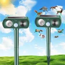 Solar Power Ultrasonic Animal Repeller Cat Repellent Scare Away Skunk