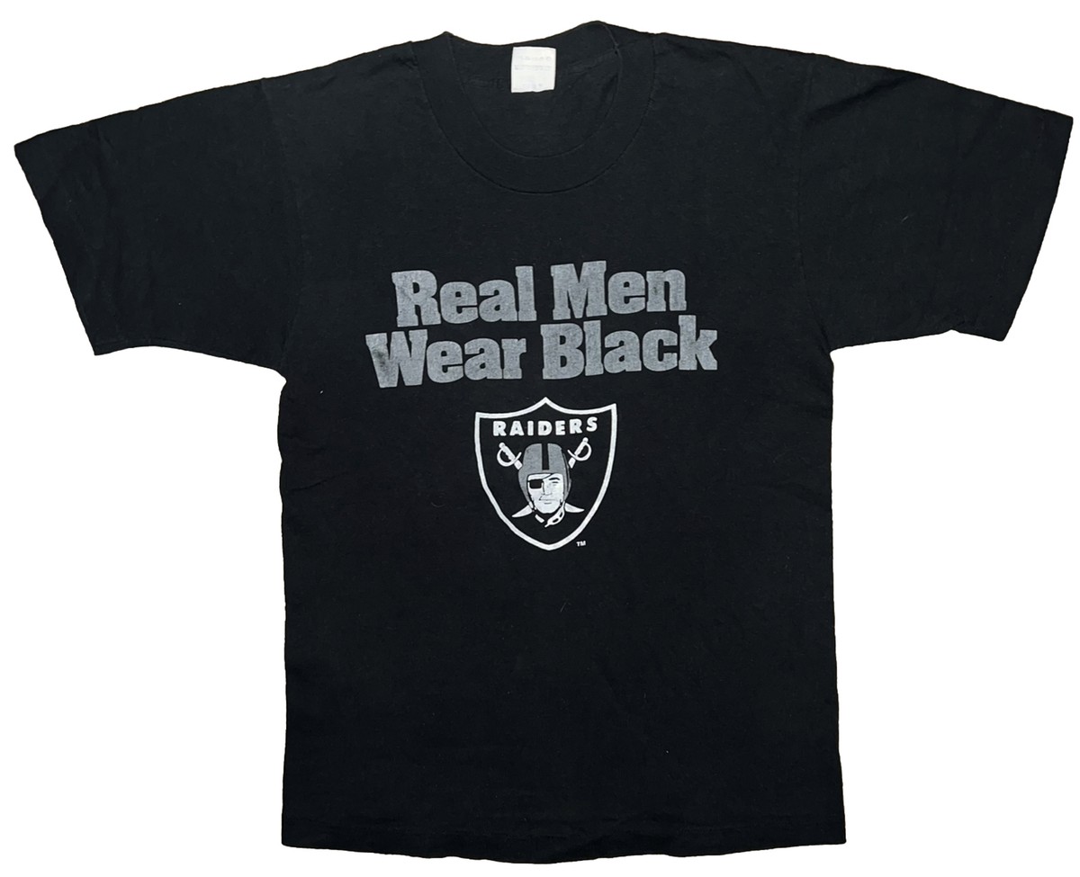 Vtg 90s Los Angeles Raiders Real Men Wear Black T Shirt Small | eBay