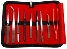 9-pc Tweezers Set Assorted Shapes Jewelry Making Bead Working Tools Assortment