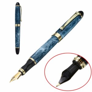 Jinhao-X450-Blue-Marble-Chunky-Medium-Flex-Nib-Fountain-Pen-For-Office-Present
