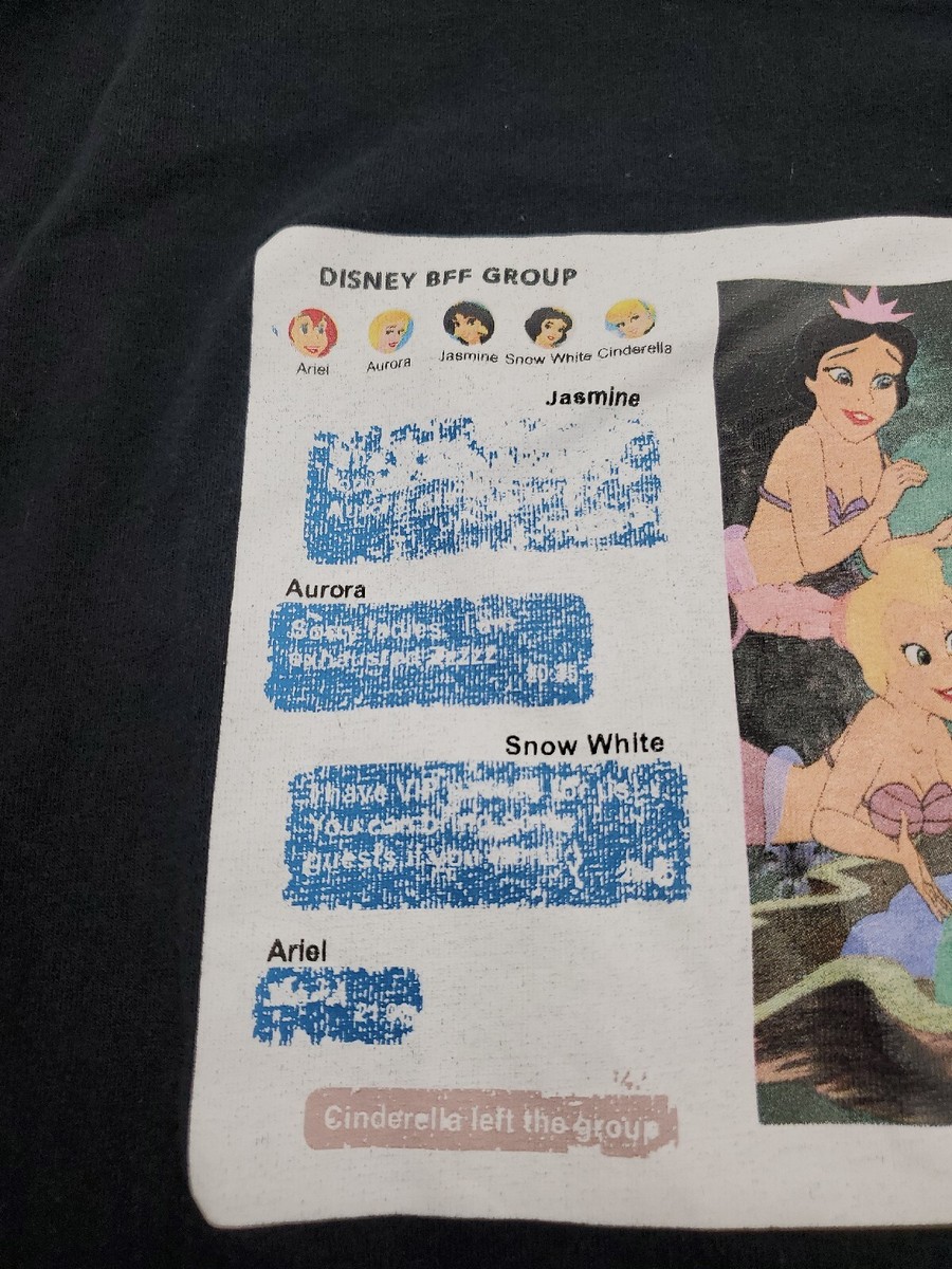 Zara Disney Princess Shirt Small Womens Black Tee Short sleeve