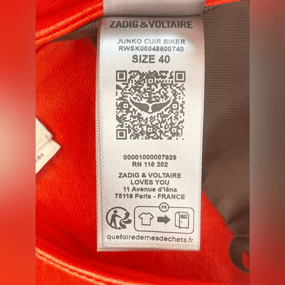 Zadig & Voltaire Junko Cuir biker moto red Leather mini skirt