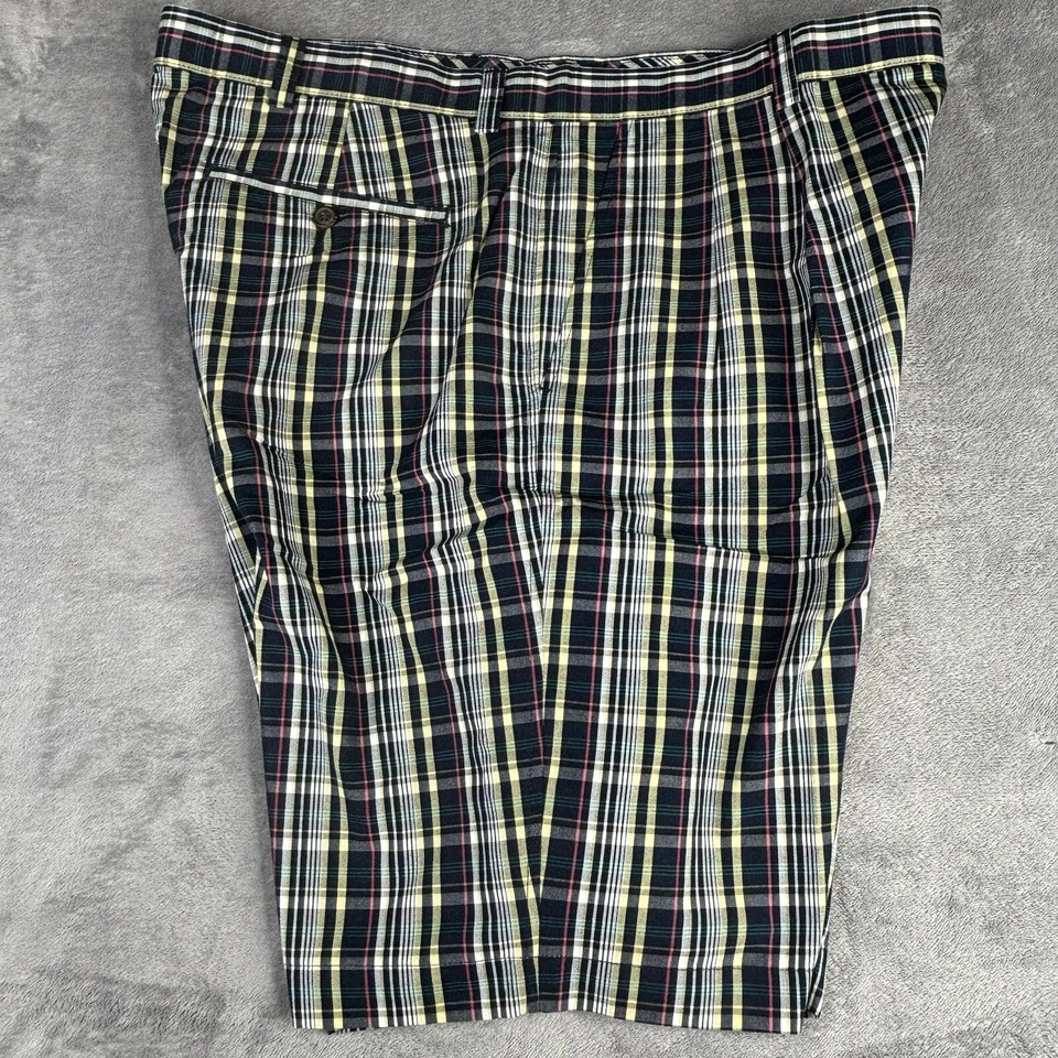 Pantalones Cortos Cutter & Buck Para Hombres 40T Azul Marino A Cuadros Frente Plano 100% Algodón Informal Golf Foto 4 de 4