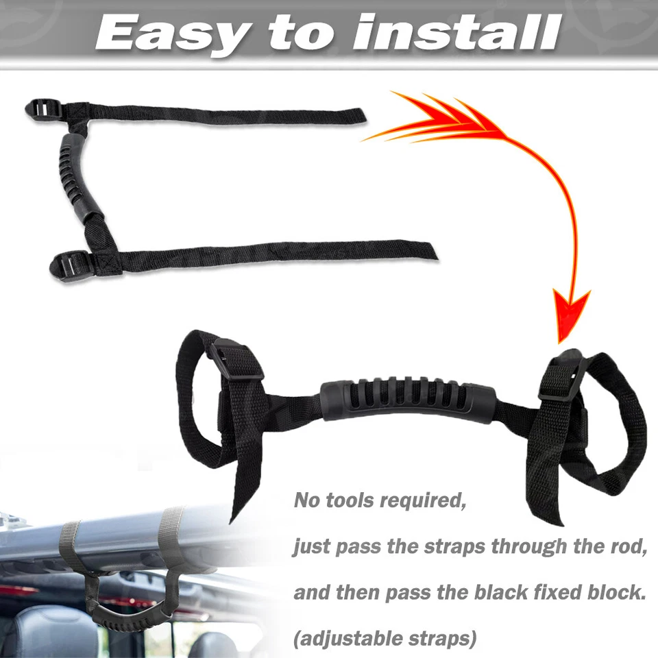 Manijas de agarre de barra antivuelco superior de 2 piezas para Jeep Wrangler CJ YJ TJ JK JK JL Foto 3 de 4