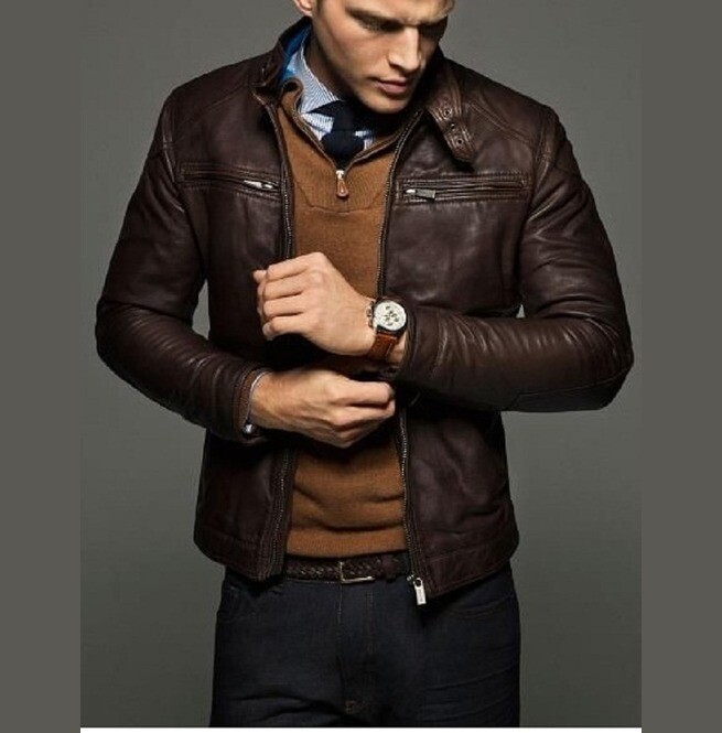 00’s archive MASCULO leather coat ダッフル Men's Handsome Jacket Zip Overcoats Cowhide Retro Real