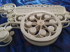 Vintage 1976 BURWOOD Homco 2008-1 Plastic Flower Cart Wall Art WICKER BASKET 24"