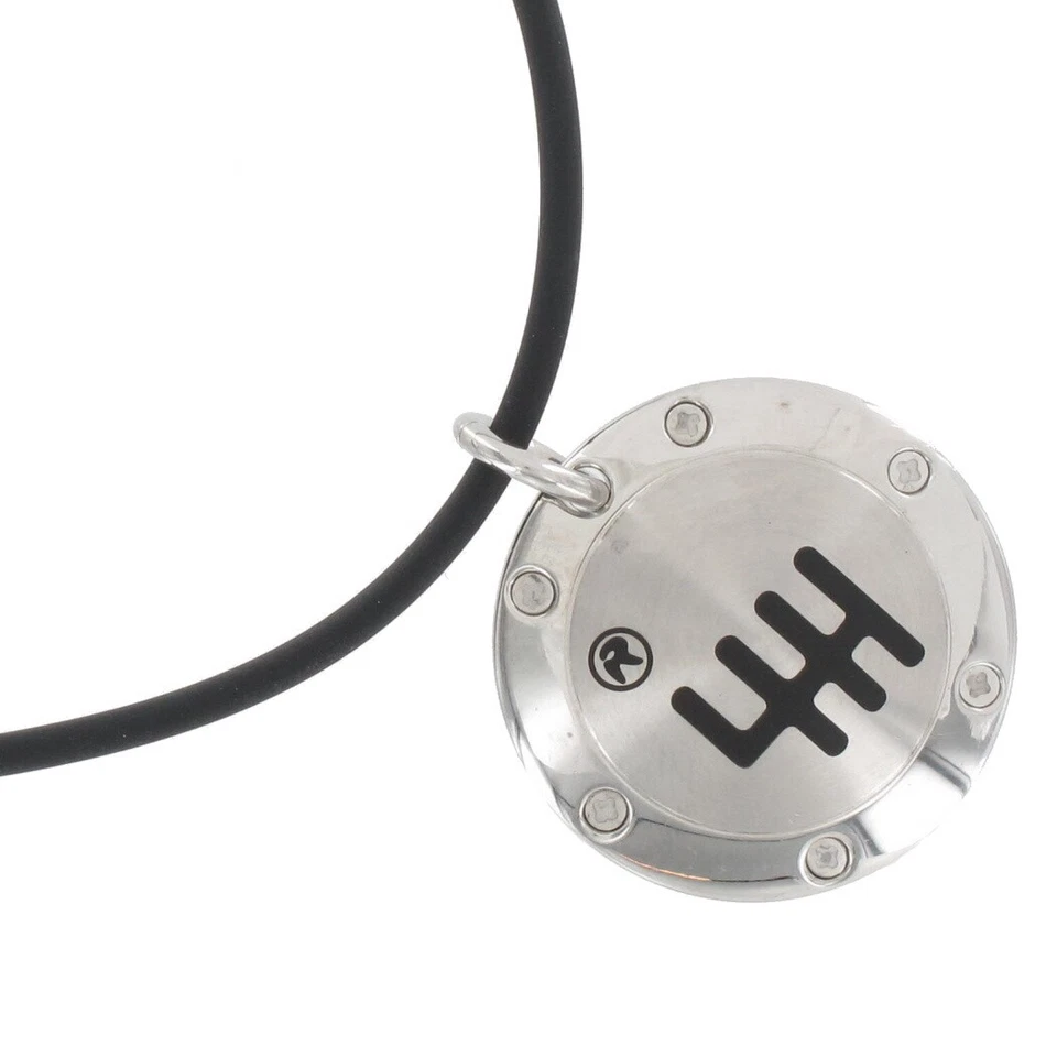 Collar colgante Rochet para hombre acero inoxidable esmalte negro redondo 18" Foto 3 de 4