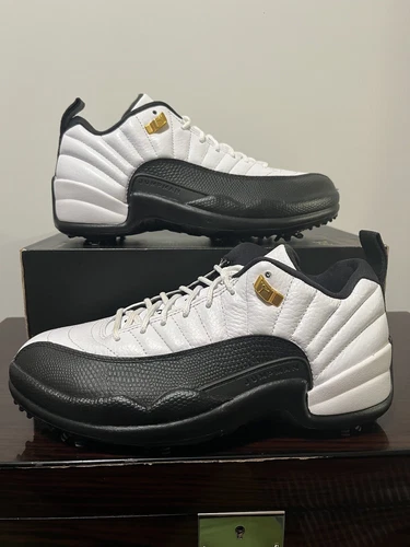 Nike Air Jordan 12 Low Golf Taxi White Black Gold DH4120-100 Men’s 7 / WMS 8.5