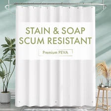 Long Shower Curtain Liner, 72x78 Plastic White Shower Curtain Liner, Cute Waterp