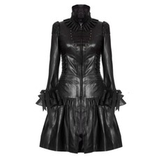 Women's Unique Leather Corset Dress Coat In Black Victorian Style By Impero