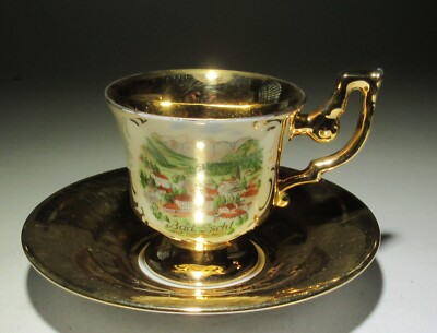 Vintage Bad Ischl mit Dachstein gold tea cup Bavaria Germany