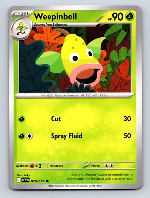 Weepinbell HP 90 Cut Spray Fluid Rarity Green Pokémon Card