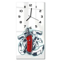 Wanduhr Aus GehäRtetem Glas Glas-Wanduhr Graffiti Schwarze Zeiger 30X60 Cm