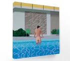 GETTING OUT OF POOL, DAVID HOCKNEY -CANVAS ART FLOAT EFFECT/FRAME/POSTER PRINT
