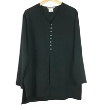 Vintage Esprit Sheer Long Sleeve Black Tunic M