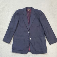 Charter Club Blazer Sport Coat Jacket Womens 6 Blue 100% Linen Made In USA