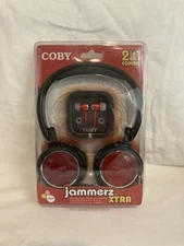 Coby Jammerz Xtra 2-in-1 Combo Headphones/Earbuds Red New Factory Sealed