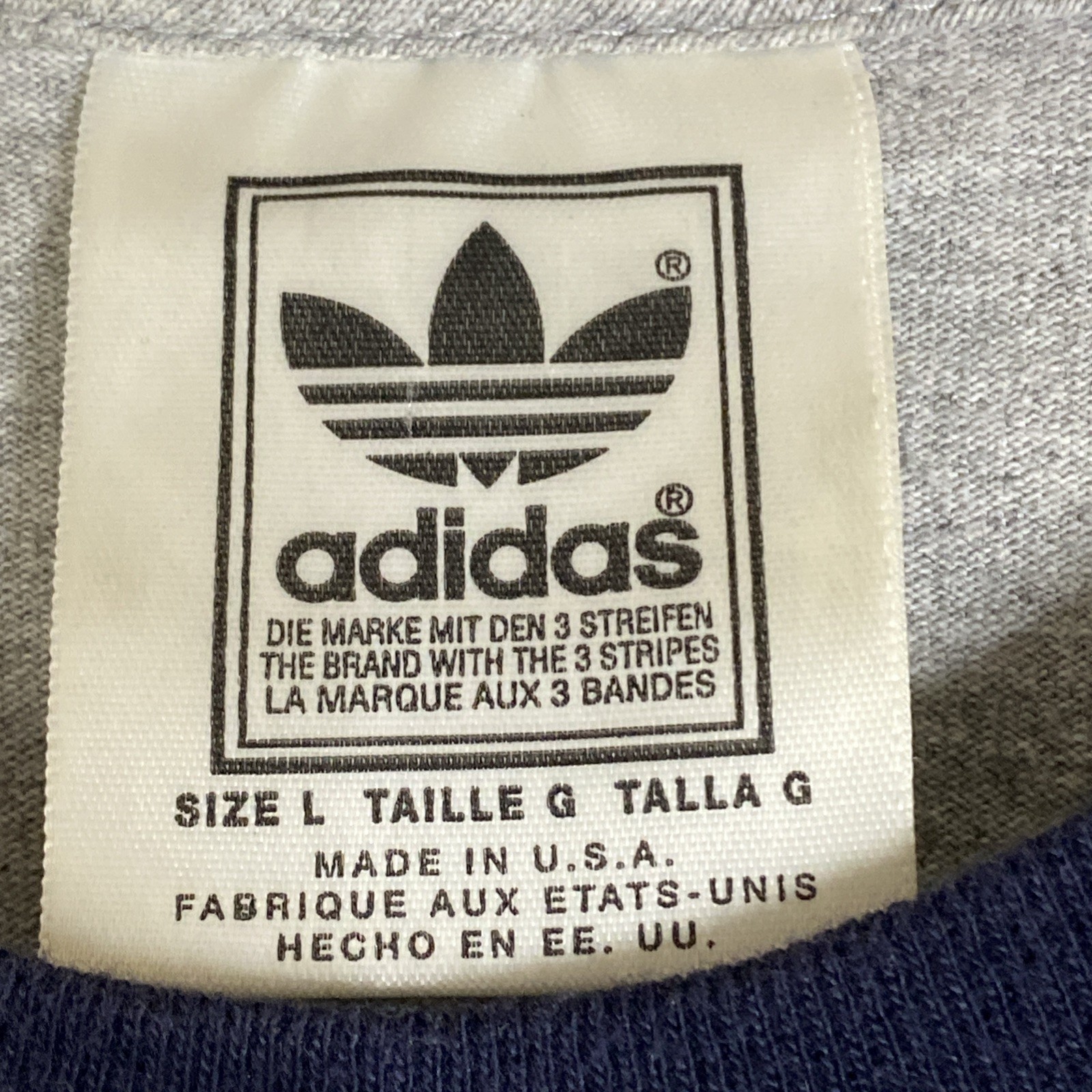 Vtg 90s Y2K Adidas T Shirt Made In USA 3 Stripes Mens Large Heathered Grey L