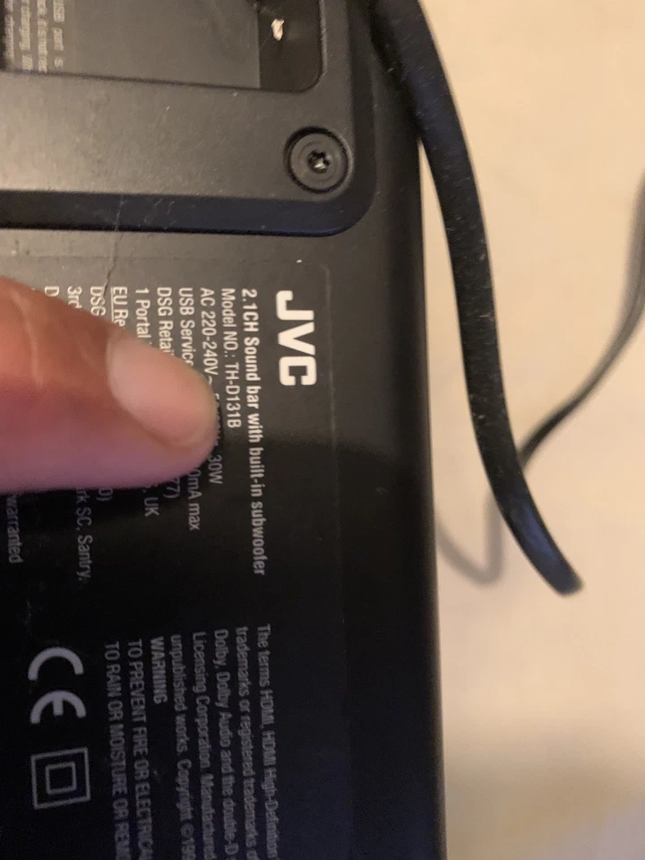 JVC TH-D131B 120w 2.1 Bluetooth All-In-One Soundbar With Built-In Subwoofer used - Image 3 of 4