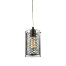 Elk Home Brant Mini Pendant 1-Light Oil Rubbed Bronze Clear Glass Metal Mesh 10"