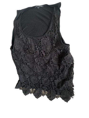 Canotta blusa donna usata con cavi e gauge in pizzo taglia Med Boho - Foto 4 di 11
