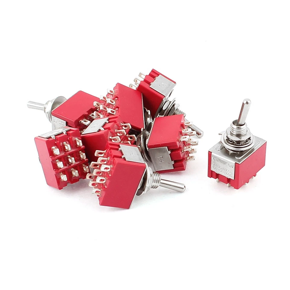 ZAPLYTE 8 x AC 250V/2A 125V/5A 3PDT ON-ON 2 Positions 9 Pins Latching Mini Toggle Switch