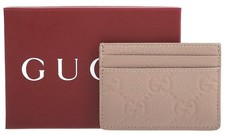 NEW GUCCI EMBLEM DEBOSSED TEXTURED LEATHER CARD HOLDER CASE WALLET W/BOX