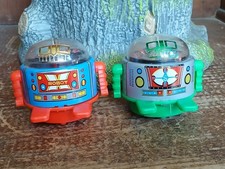 VTG SHOWA 2 ROULETTE HEADS SPACE ROBOTS MADE IN JAPAN 1970S LITHO/PLASTIC 