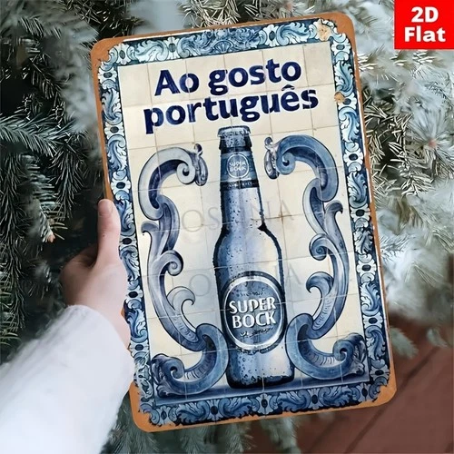 Portuguese-Style Super Bock Vintage Tin Metal Signs 8x12 Inch Iron Wall Decor wi