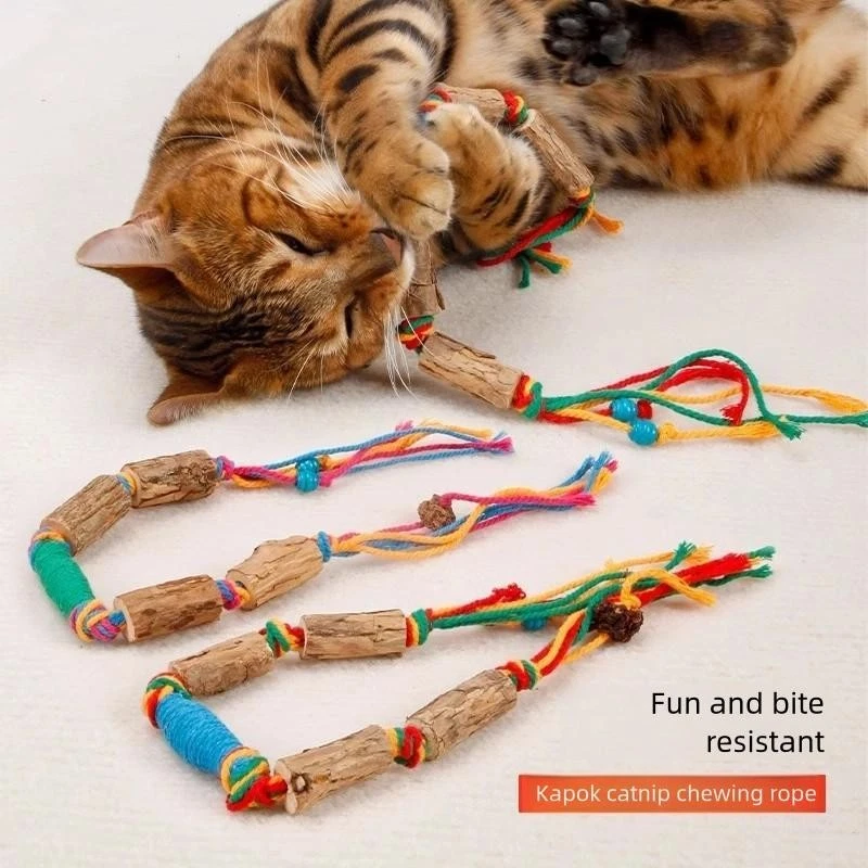 5 peças brinquedos para gatos cordas para mastigar gatos, brinquedo seguro de limpeza de dentes para gatinhos internos, Inter - Imagem 3 de 4