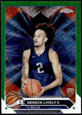 2023-24 Topps Chrome #92 Dereck Lively II Green Logo Refractors Rookie E1