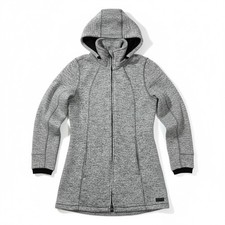 Calvin Klein Performance Womens Hoodie Gray Longline Full Zip Detachable Hood