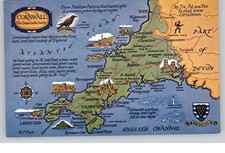 Cornwall The Delectable Duchy Illustrated Map Postcard