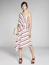 Banana Republic Stripe Layered One-Shoulder Dress, Size 6 Red stripe (1112A15)